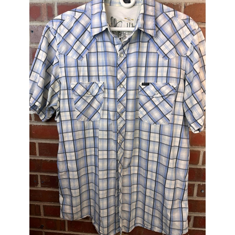 Men's BULLHEAD XLarge Western Plaid Pearl Snap  Button Down Short Sleeve Shirt